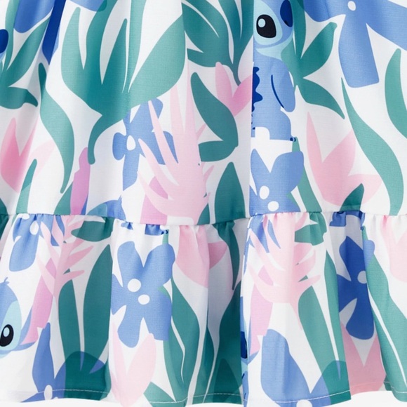 Disney Stitch Girl Dress with Floral and Tropical Plant Print - Picture 5 of 7